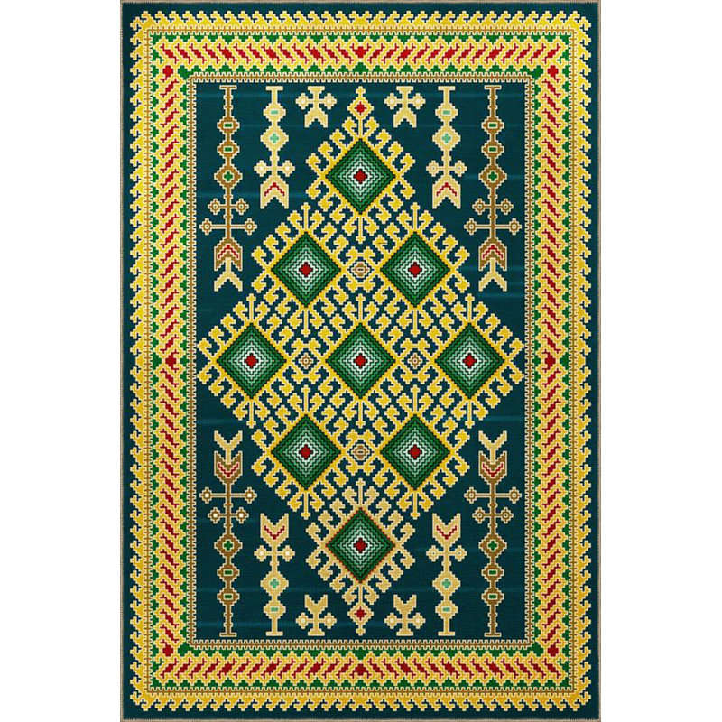 Tapis décoratif tissé à motif géométrique jaune, Sous-tapis carré 3 pi 3 po inclus