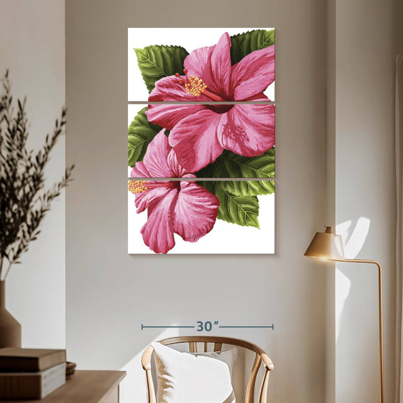 Harnek Vivid Pink Hibiscus, 65'' H x 42'' W