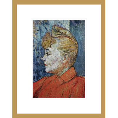 «Détail de la femme en rouge» par Henri de Toulouse-Lautrec - impression giclée encadrée