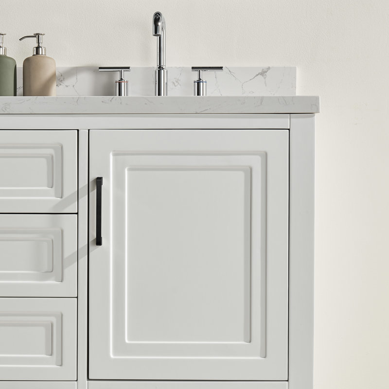 Ensemble de meuble-lavabo simple autoportant 48 po avec 2 poignées entièrement assemblé