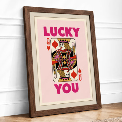 Lucky You Playing Card Retro - Framed Print