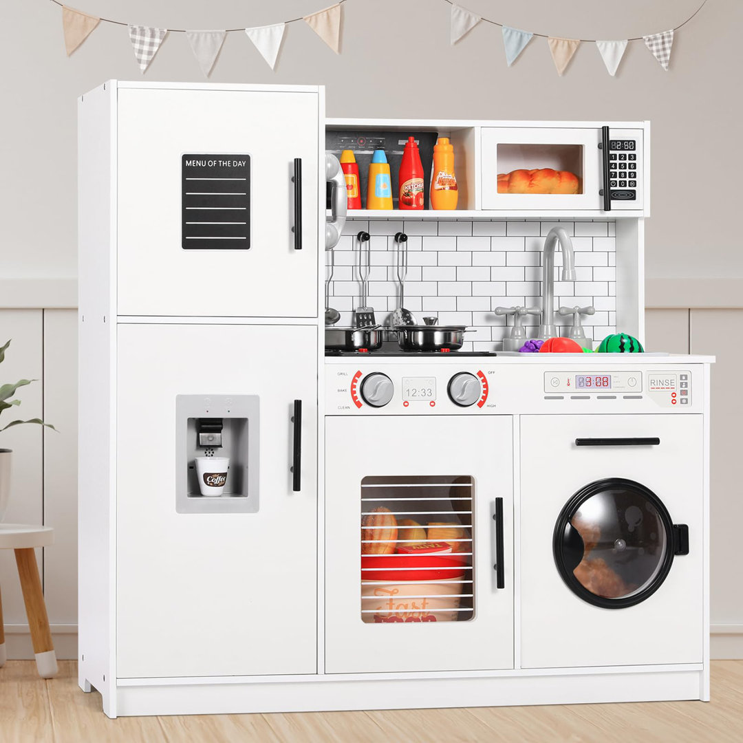 Children's Cake, Play Kitchen Wood, Toy Kitchen With Light And Sound, 80 X 25 Cm, Doll Kitchen, Wooden With Play Kitchen Accessories, Small Kitchen, T