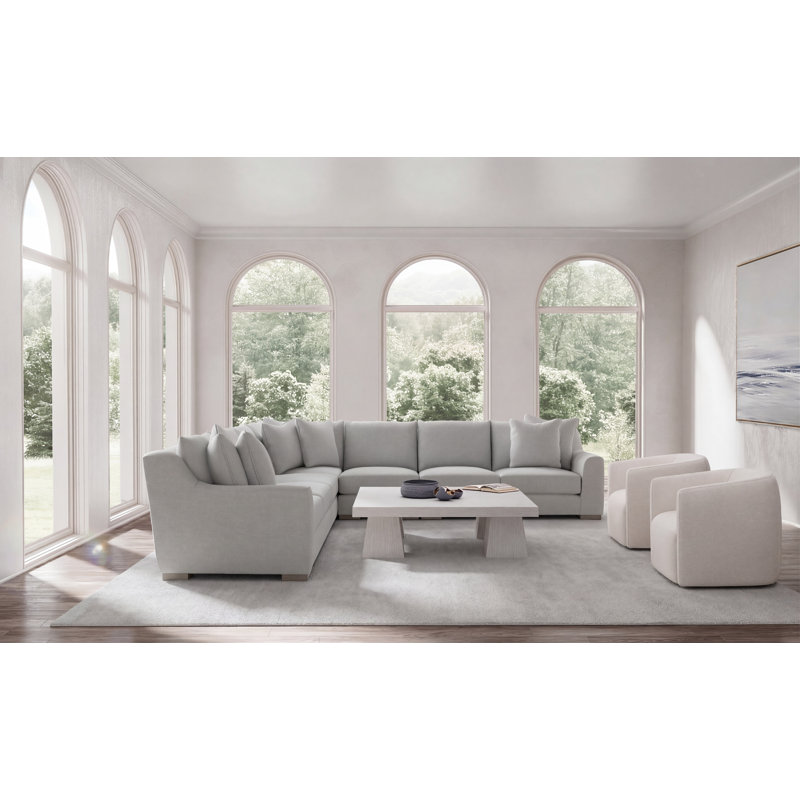 Sectional, 35" H x  140" W x 140" D, Symmetrical, Light Gray Polyester Blend