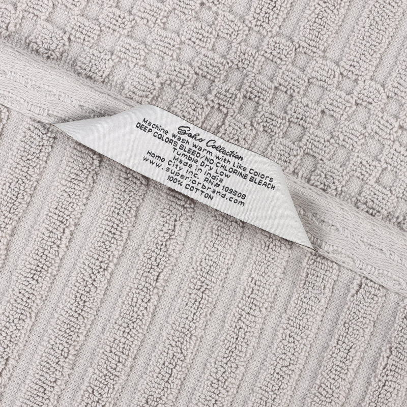 Collection de serviettes en coton Soho Spa, Argent, Ensemble de serviettes 8 pièces