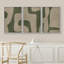 "Abstrait géométrique vert et beige, illustrations, art moderne, décor boho relax zen nordique" - 3 pièces-100781289-100781286