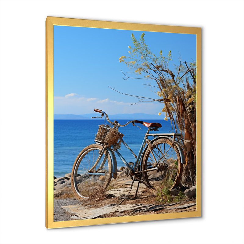 Cobalt cruiser vélo I sur toile, Encadrement doré, H 40 po x l 30 po x P 1,5 po