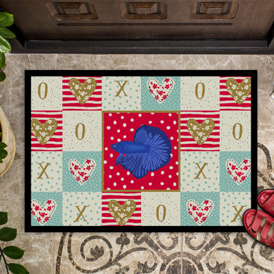 Super delta tail betta love 27 po x 18 po tapis anti-dérapant pour porte intérieur/extérieur Lareau