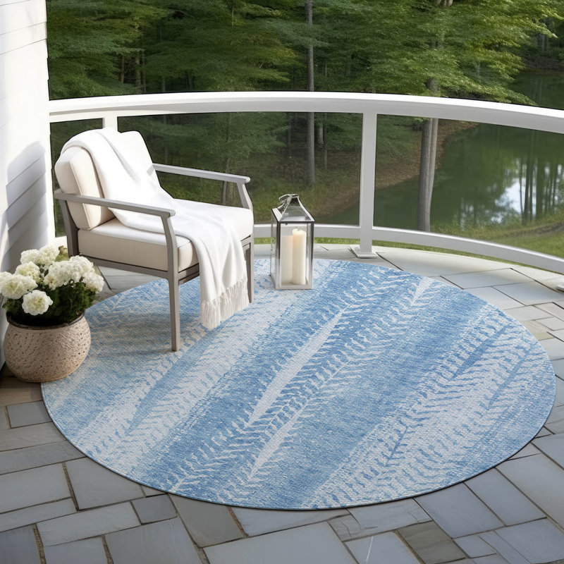 Rennen Washable Abstract Indoor / Outdoor Rug, Round 8'