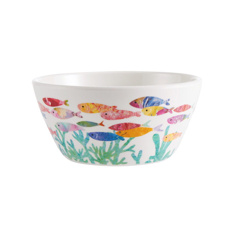 Colorful Fish Melamine 12-Piece Dinnerware Set, Service for 4