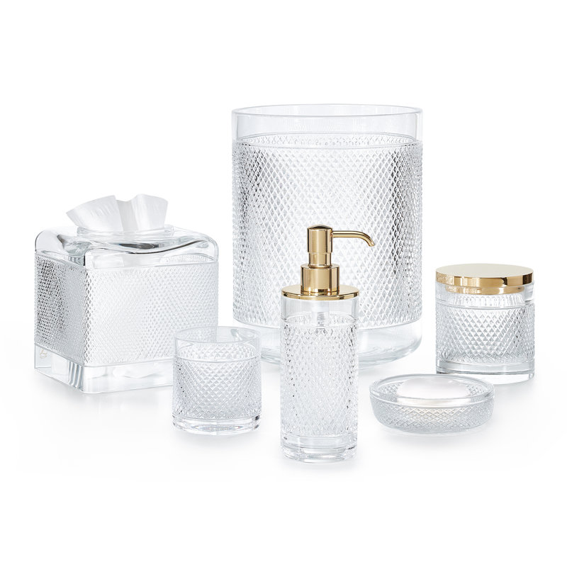 Lucente Crystal Storage Jar, Clear/Polished Gold