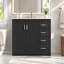 Meuble-lavabo noir de 91 cm avec lavabo en céramique et meuble de rangement autoportant
