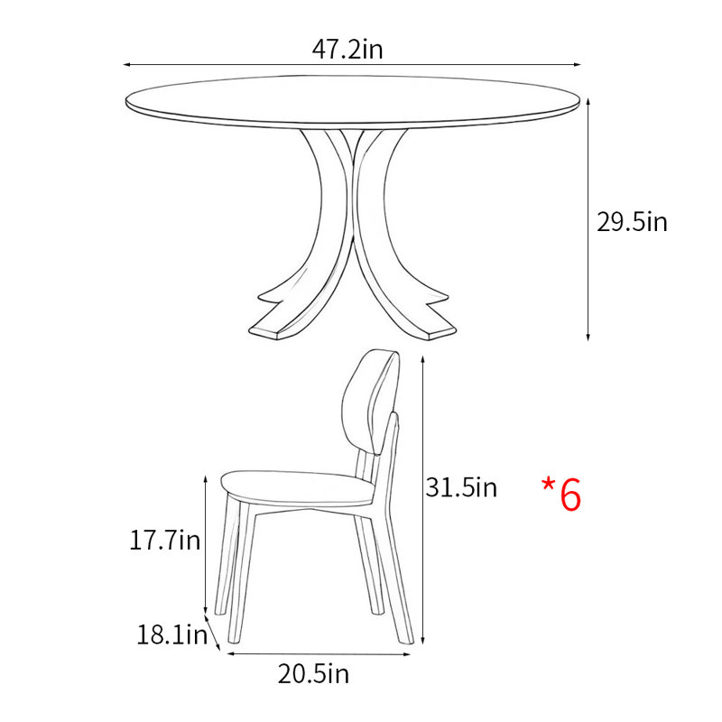 Ensemble de table de salle à manger simple et moderne de luxe moderne, H 29,5 po x L 47,2 po x l 47,2 po