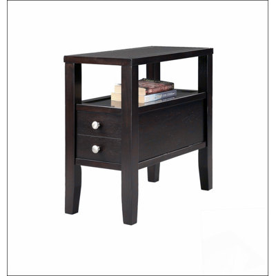 24" Tall Wooden Side Table / End Table, 2 drawers, Traditional Design, Espresso