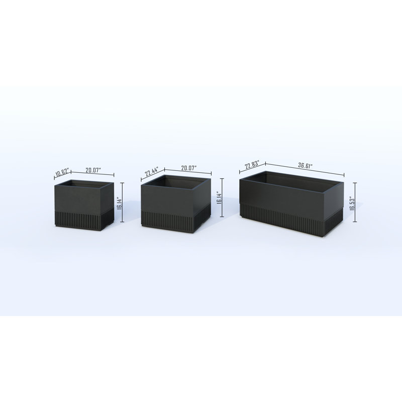  Stainless Steel Flower Box With Grooves, 16.14" H x 20.07" W x 22.44" D