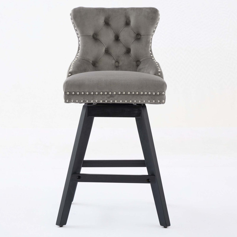 Tabourets de bar pivotants en velours capitonné, chaises de bar et tabourets de bar, Gris