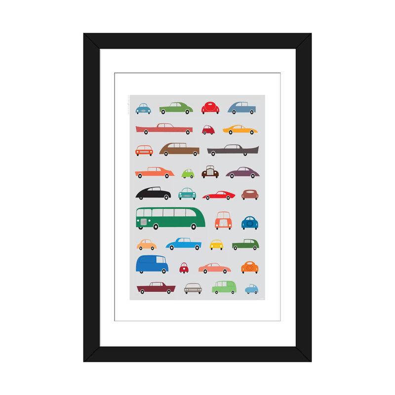 «Cars», impression sur toile tendue, H 32 po x l 24 po x P 1 po, Papier d'art encadré noir, Blanc
