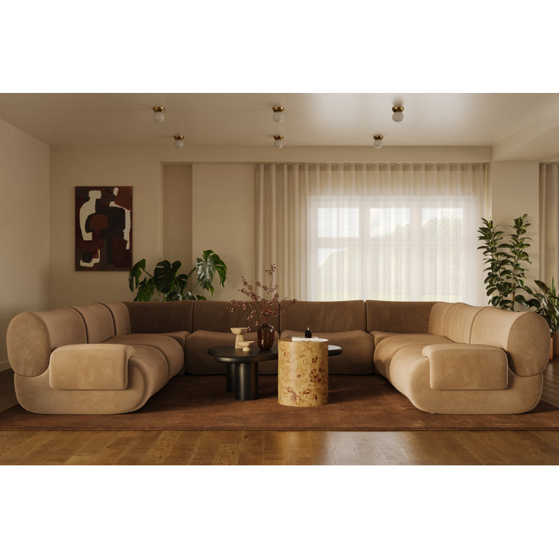 Grand modulaire en U Zenith Latte, Velours brun