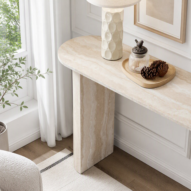 Console en faux marbre avec bords arrondis, 55.12"W
