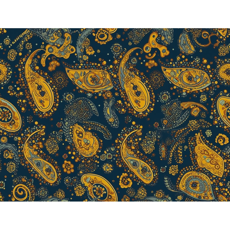 Machine Printed Duvet Cover, Twin Duvet Cover, Blue/Gold Paisley