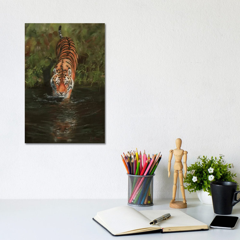 Tiger Cooling Off by David Stribbling - Gallery-Wrapped Canvas Giclée on Canvas, Canvas, 20.32 cm H x 30.48 cm W