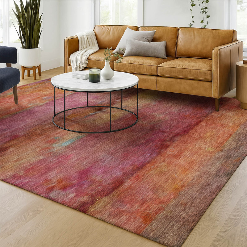 Premium Machine Washable Mayfield AMF2311 Stripes Rug, Pink, 9' x 12'