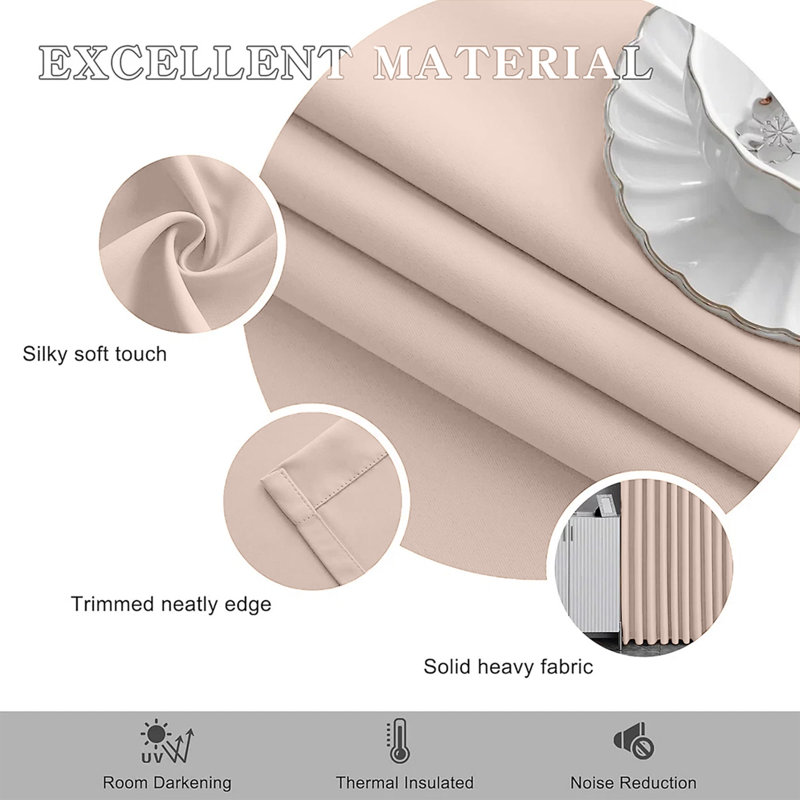 Premium Blackout Eyelet Curtain Panels - Thermal Insulated, Noise Reducing Grommet Room Darkening Window Curtains for Bedroom and Living Room