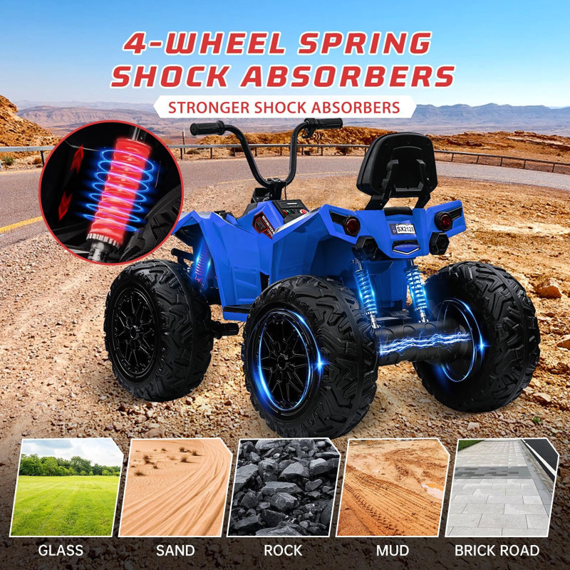24V Ride On Car 4WD Quad Electric véhicule, Bleu