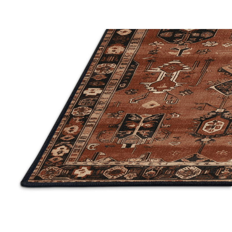 Tapis brun turc lavable à la machine, Carré 7 pi