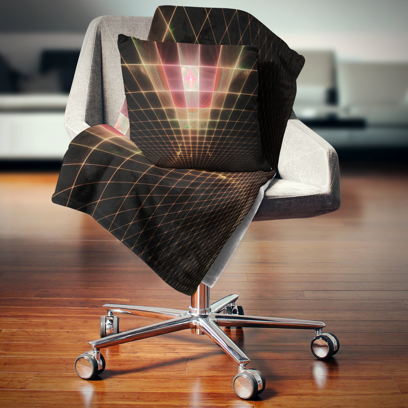 Grilles de protection laser - Coussin imprimé abstrait, 16 po x 1 po, Coussin décoratif, Rose / Noir