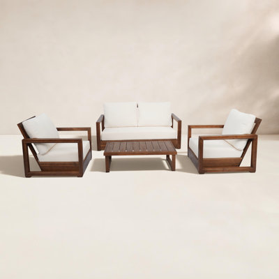Donnie 4-Person Acacia Patio Seating Group
