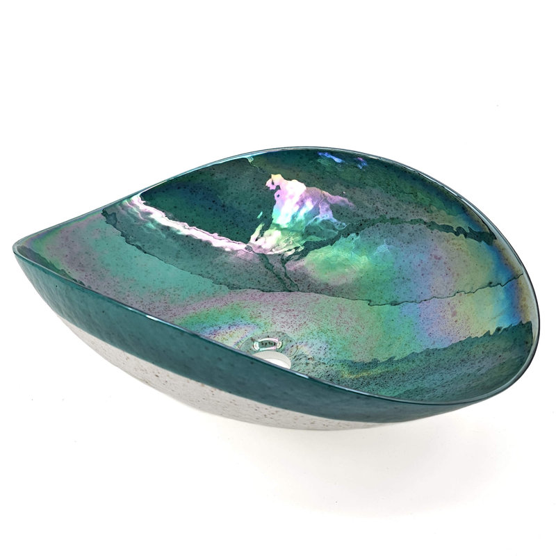 Ruvati 13.5'' Glass Oval Bathroom Sink, Seafoam Green