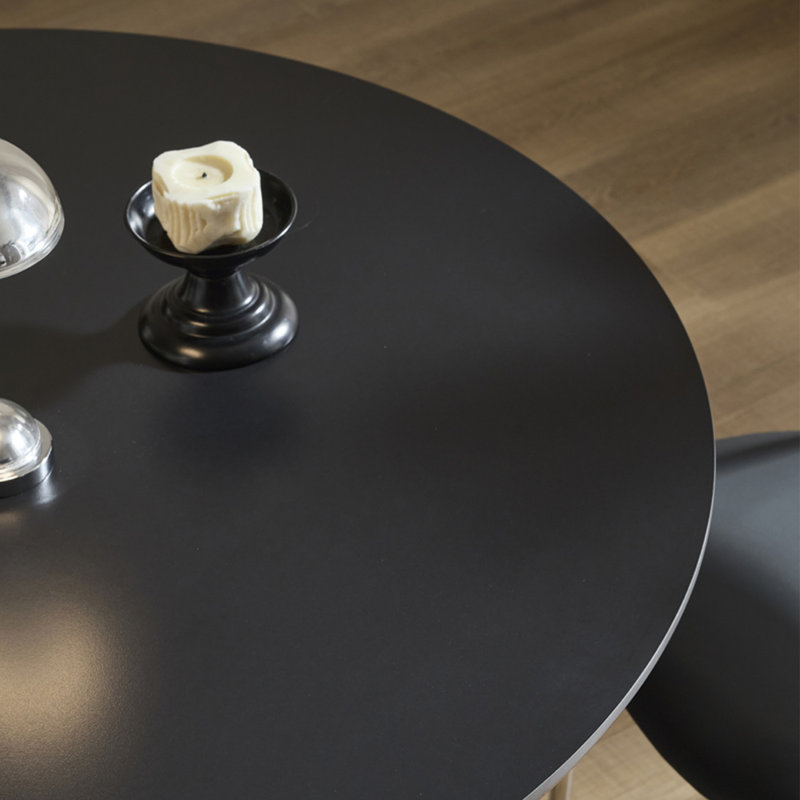 Black Round Sintered Stone Dining table, 29.53"H x 39.37"L x 39.37"W