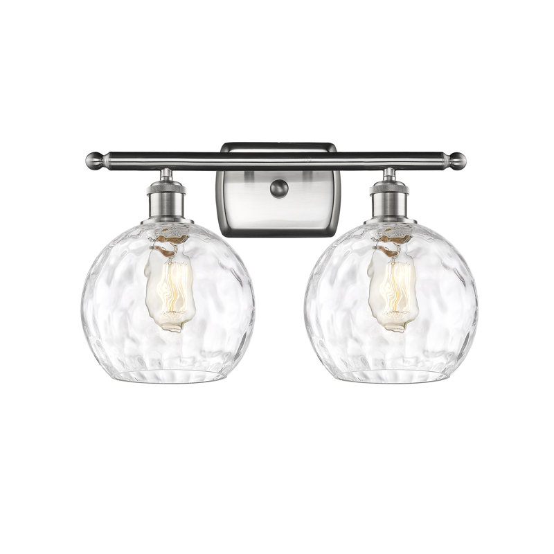 Éclairage pour meuble-lavabo en laiton antique à 2 lumières Cindi, DEL, Nickel satiné brossé