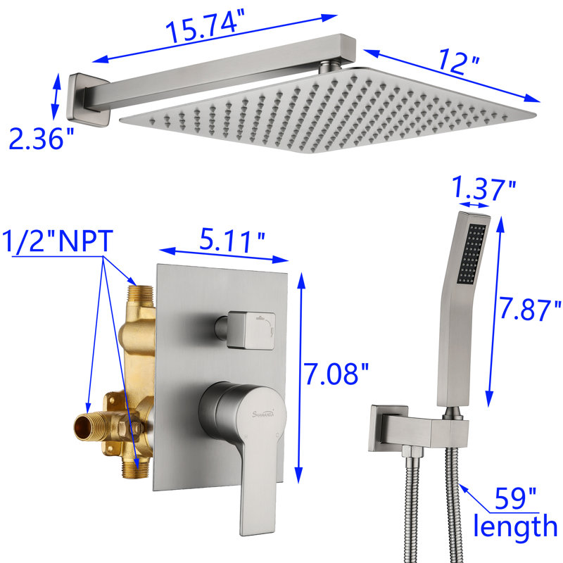 Système de douche complet avec valve brute