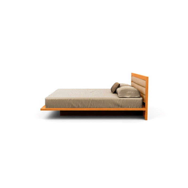 Moduluxe Upholstered Bed, King, Onyx, Natural Cherry
