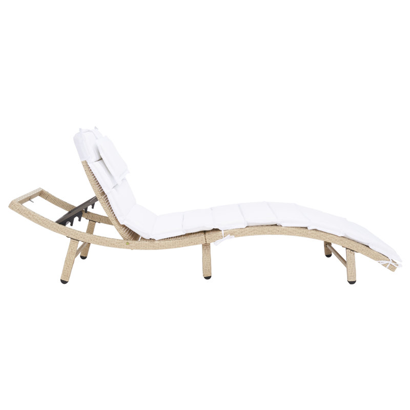 Laterrian Outdoor Wicker Chaise Lounge , Cushion Included, Beige