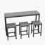 Table de salle à manger de cuisine moderne, table de pub, ensemble de table de salle à manger longue avec 3 tabourets, assemblage facile, gris (même SKU: W75753845)-42903788
