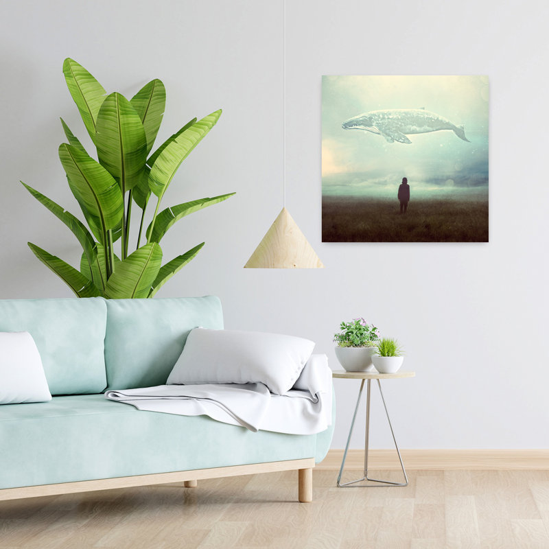 Art mural, paysage de baleine abstraite, H 24 po x l 24 po