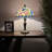 Verona Tiffany Mini Table Lamp Pink Blue Stained Glass Hummingbird Flowers LED Bulb-1965155723