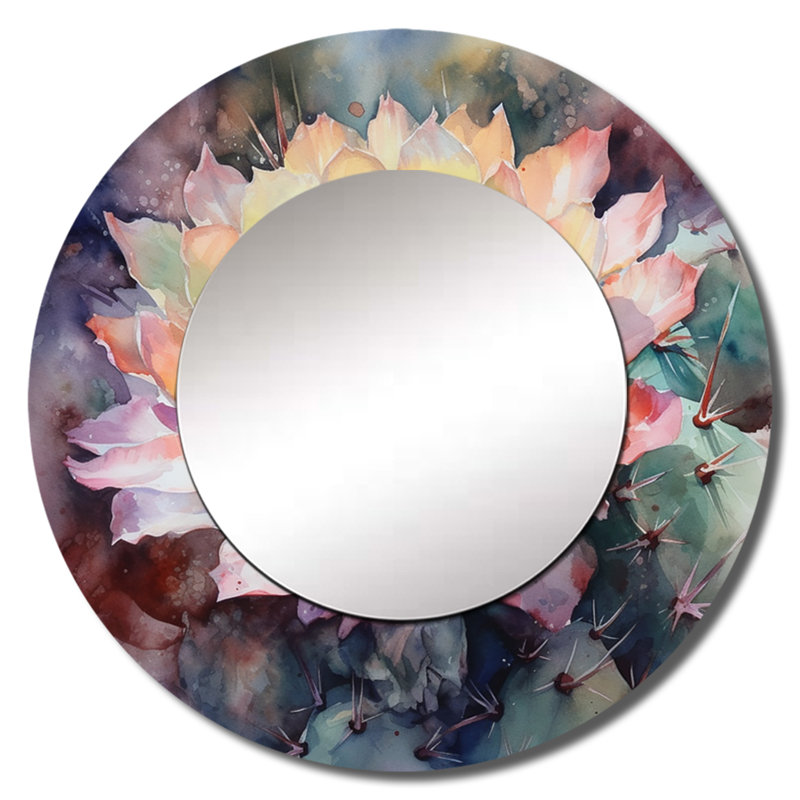 Raelina rose vert cactus paysage - miroir mural cactus, 29 po x 29 po