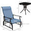 3 bistro d'extérieur Bleu avec cadre en acier et plateau en verre trempé. Pour le patio, le jardin, la cour arrière. Mouvement fluide. Sièges confortables. Fabrication. L 25,83 po x P 30,5 po et H 37,33 po