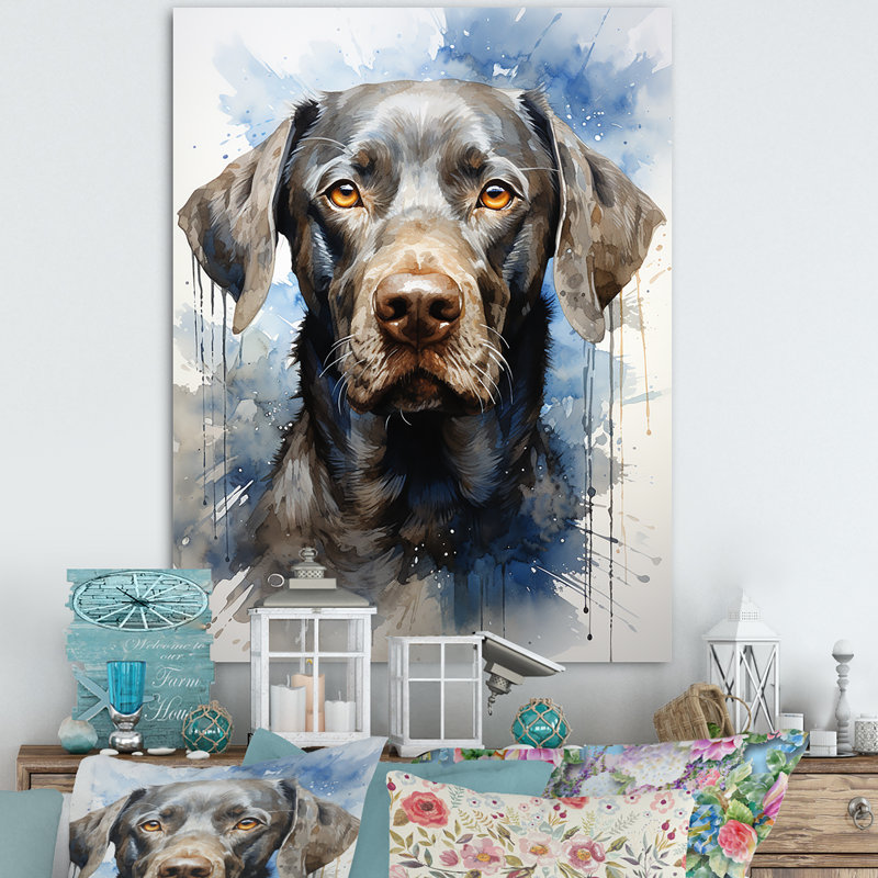 «Dog Weimaraner Majestic Portrait III», reproduction sur toile, Toile tendue, H 20 po x l 12 po x P 1 po