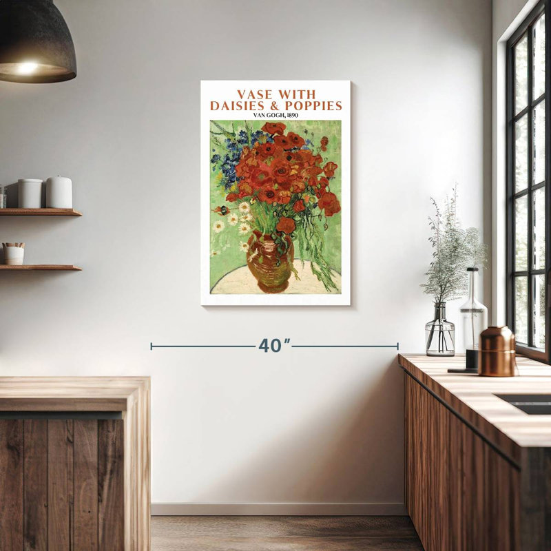 Vase avec marguerites et coquelicots Van Gogh, H 36 po x l 24 po