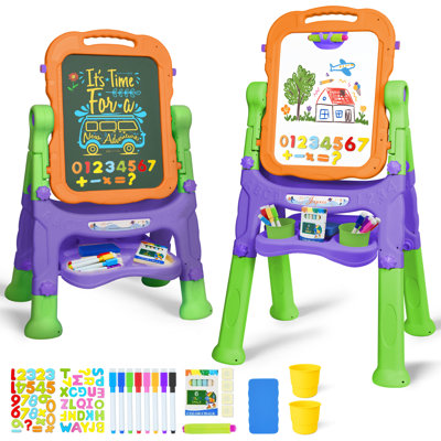 Chevalet Joyooss 2-en-1 pour enfants avec tableau magnétique et tableau blanc, vert
