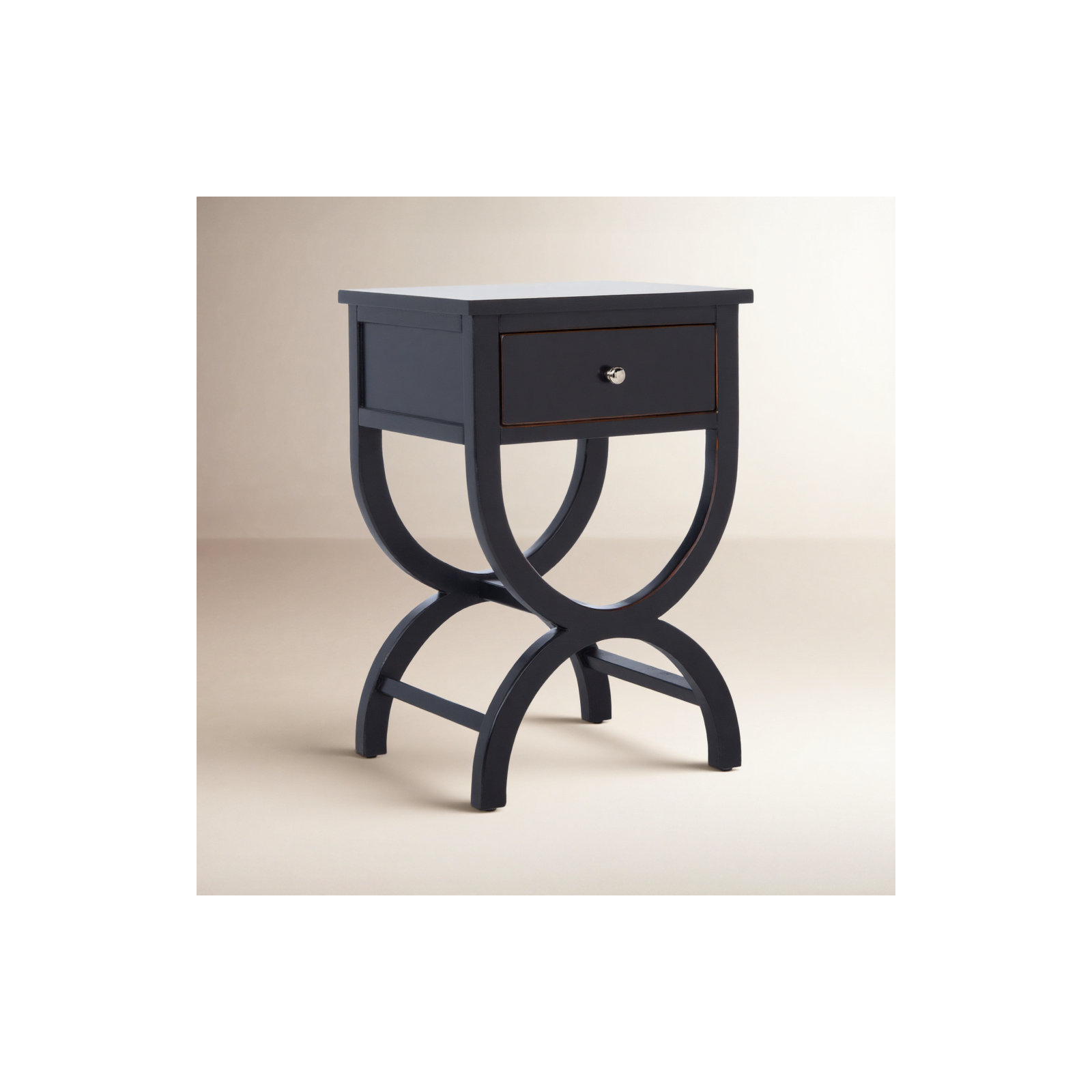 Floris End Table With Storage, Black