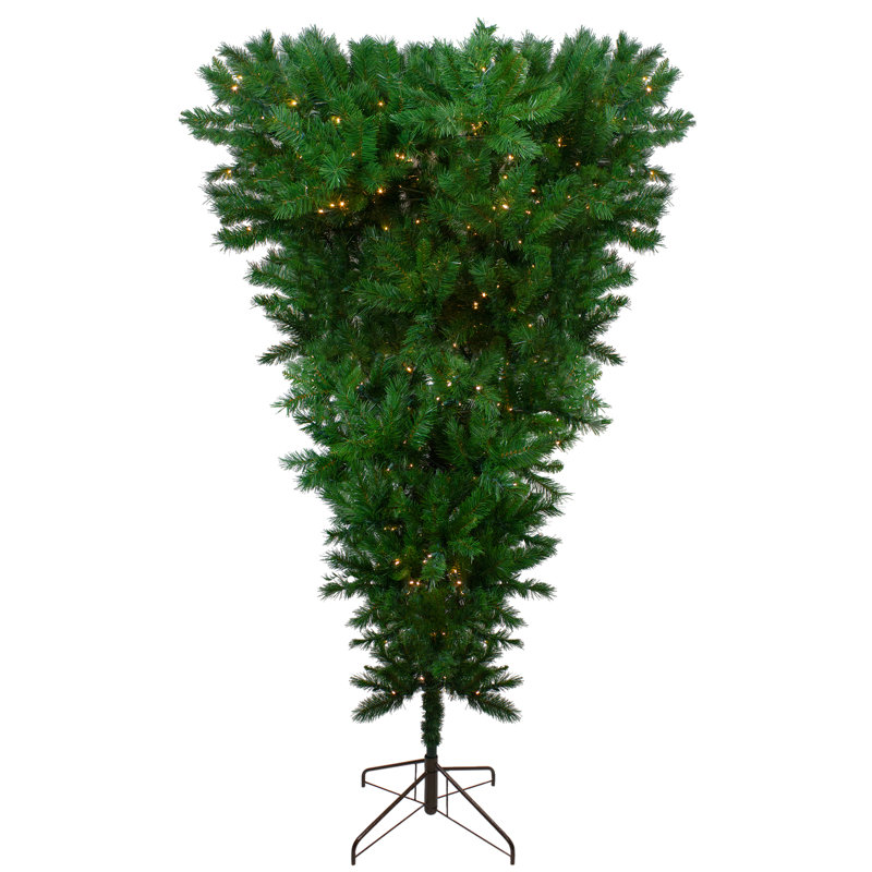 Pre-Lit Green Sugar Pine Upside Down Artificial Christmas Tree - Clear Lights, 9' H