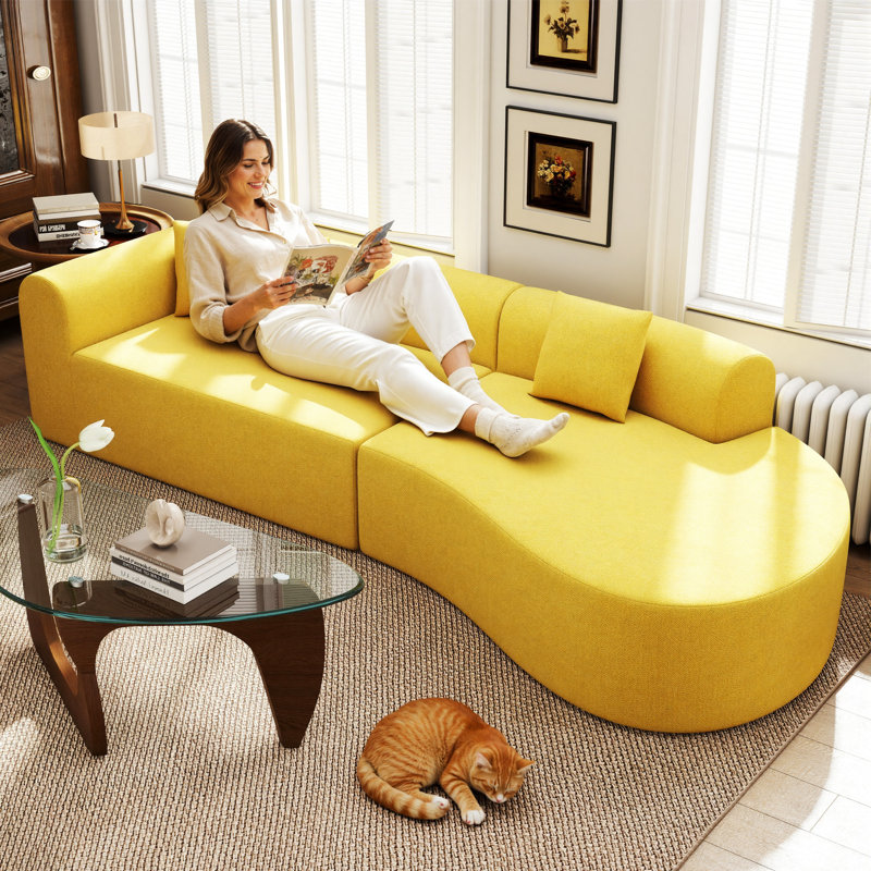 Sofa, Yellow Chenille