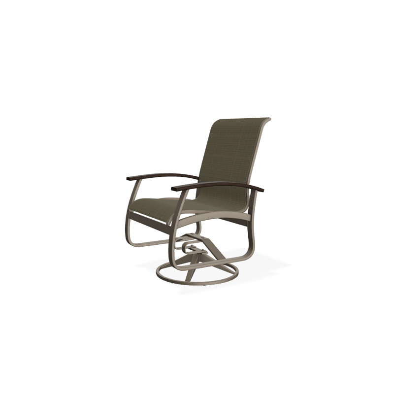 Belle Isle Outdoor Dining Armchair, Brown Sunbrella® Tweed, Kona P10, Textured Beachwood