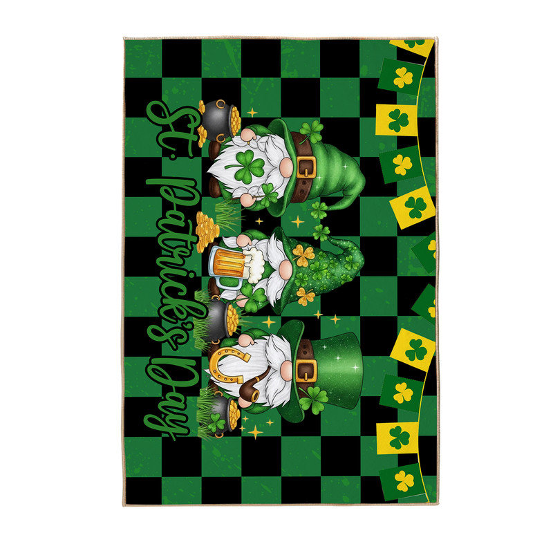 Tapis d'entrée antidérapant, paillasson pour la Saint-Patrick, L 16 po x L 24 po, Trèfle 06