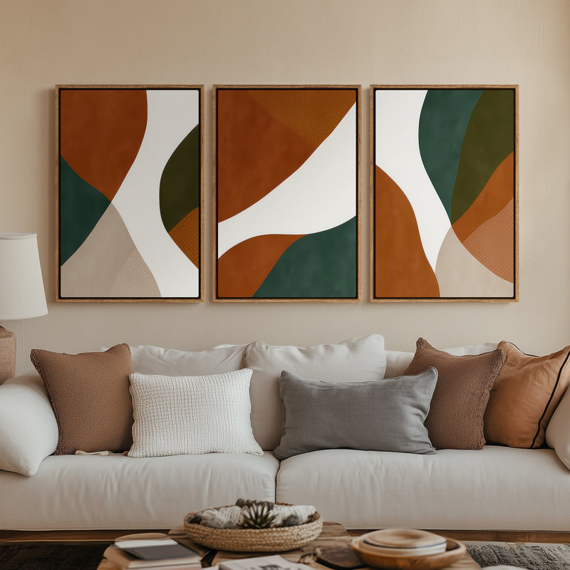 Art mural encadré sur toile, impressions murales abstraites rétro 24 "x 36", Naturel, H 36 po x l 24 po